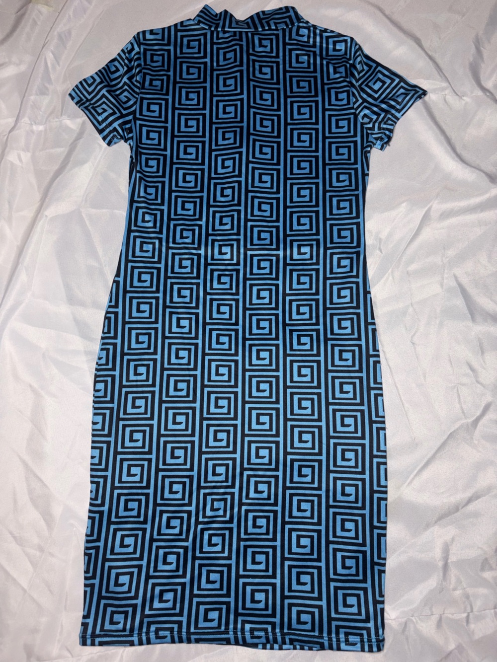 Blue Geometric Asymmetrical Women's Dress